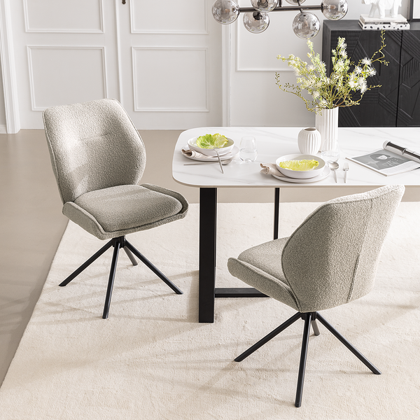 Esszimmerstuhl Mollvika 2er-Set - Grau - Bouclé - Buche - Eisen - 50 x 89 x 63 cm