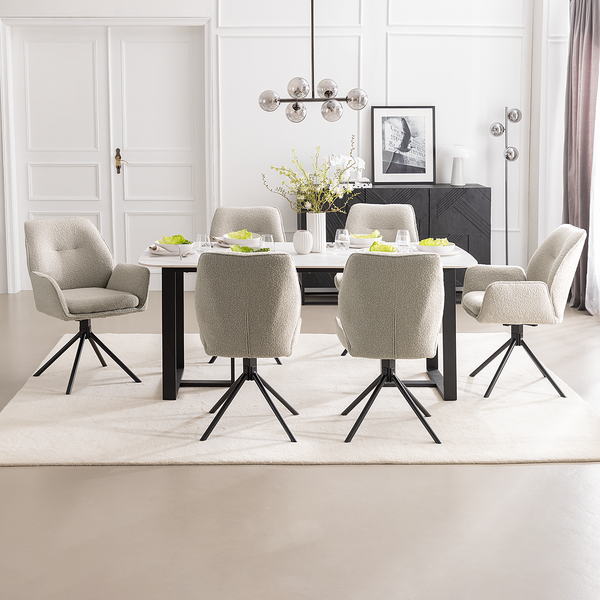 Esszimmerstuhl Mollvika 2er-Set - Grau - Bouclé - Buche - Eisen - 50 x 89 x 63 cm