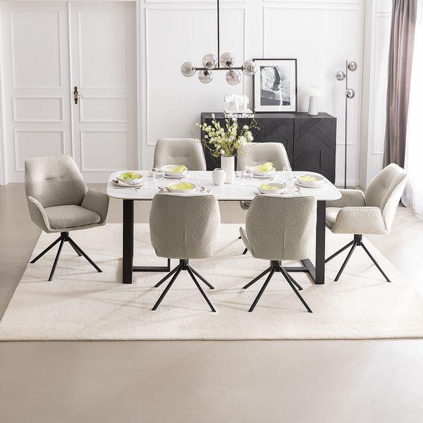 Esszimmerstuhl Mollvika 2er-Set - Grau - Bouclé - Buche - Eisen - 50 x 89 x 63 cm