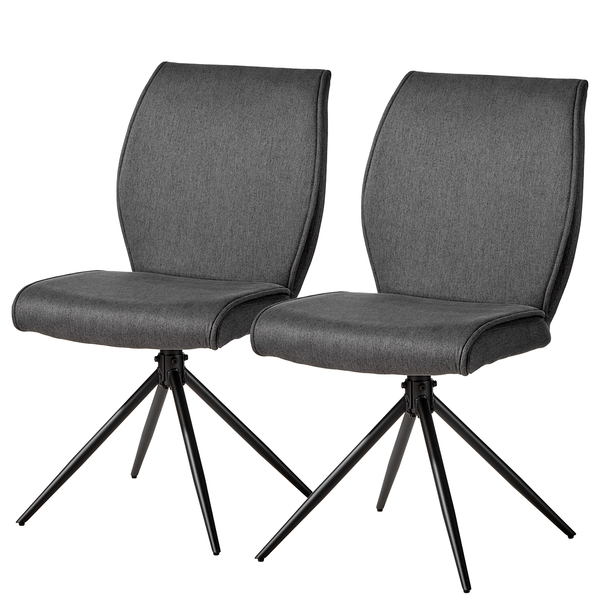 Drehbarer Polsterstuhl Ustuna 2er-Set - Grau - Flachgewebe - Eisen - 48 x 94 x 61 cm