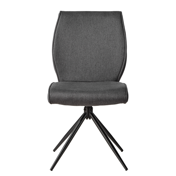 Drehbarer Polsterstuhl Ustuna 2er-Set - Grau - Flachgewebe - Eisen - 48 x 94 x 61 cm