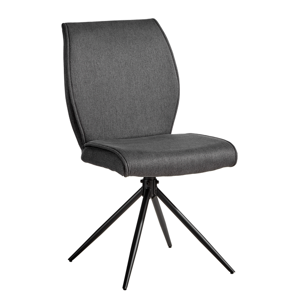 Drehbarer Polsterstuhl Ustuna 2er-Set - Grau - Flachgewebe - Eisen - 48 x 94 x 61 cm