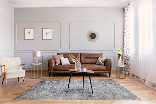 Teppich Lago Typ B - Polyester - Grau / Weiß - 200 x 290 cm