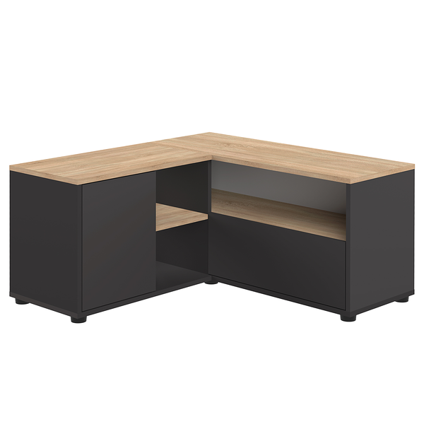 TV-Lowboard Angle 90 - Schwarz / Eiche Dekor