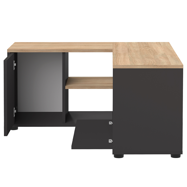 TV-Lowboard Angle 90 - Schwarz / Eiche Dekor