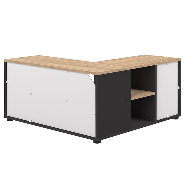 TV-Lowboard Angle 90 - Schwarz / Eiche Dekor