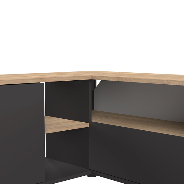 TV-Lowboard Angle 90 - Schwarz / Eiche Dekor