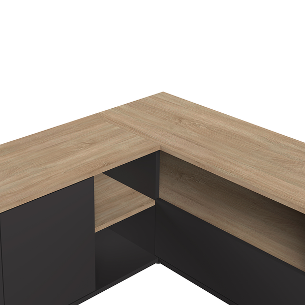 TV-Lowboard Angle 90 - Schwarz / Eiche Dekor