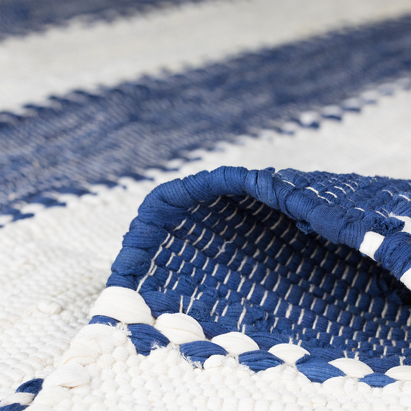 Kurzflorteppich Maher - Baumwolle - Blau - 150 x 80 cm - Blau - 150 x 80 cm