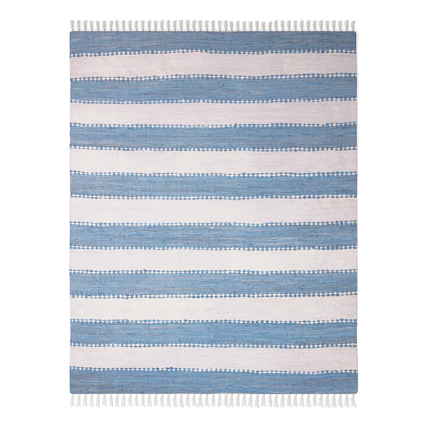 Kurzflorteppich Maher - Baumwolle - Hellblau - 200 x 140 cm - Hellblau - 200 x 140 cm