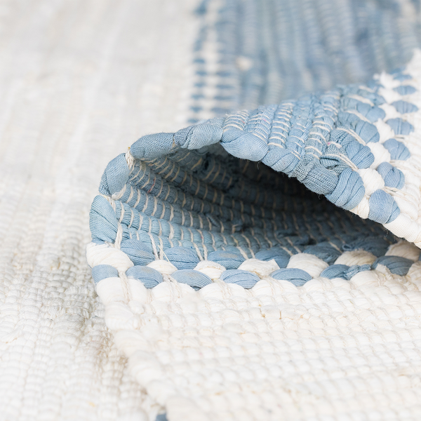 Kurzflorteppich Maher - Baumwolle - Hellblau - 200 x 140 cm - Hellblau - 200 x 140 cm