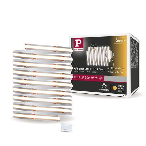MaxLED-Stripe 500 COB Warmweiß - Polyacryl - Silber