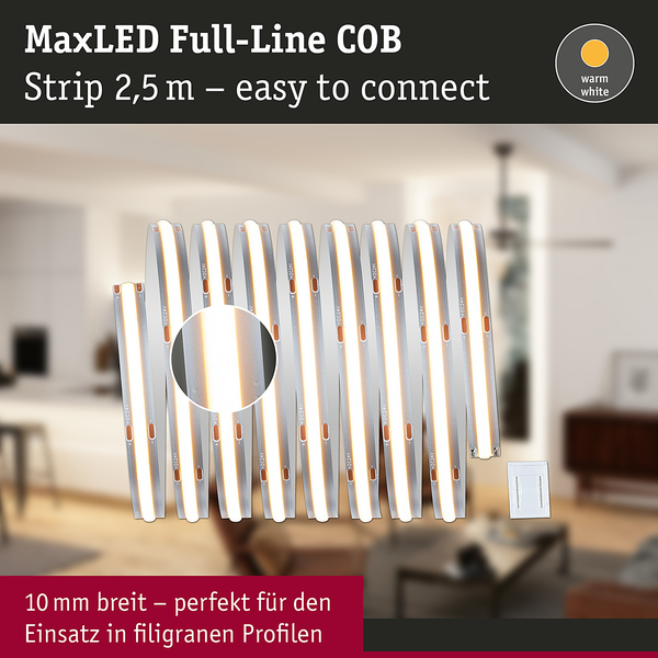 MaxLED-Stripe 500 COB Warmweiß - Polyacryl - Silber