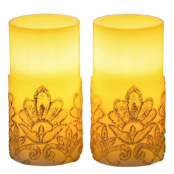 LED-Kerze Cosy Charm 2er-Set - Wachs - Gold / Weiß