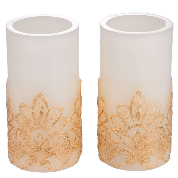 LED-Kerze Cosy Charm 2er-Set - Wachs - Gold / Weiß