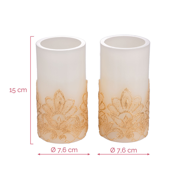 LED-Kerze Cosy Charm 2er-Set - Wachs - Gold / Weiß