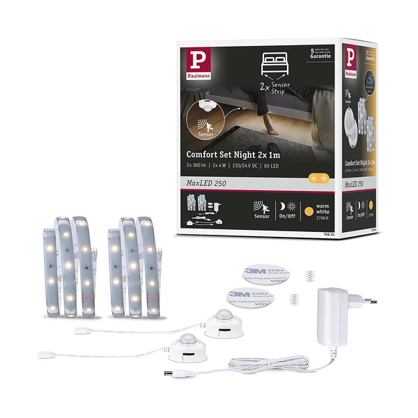 MaxLED-Stripe Comfort Set Bett - Polyacryl - Silber - Breite: 200 cm