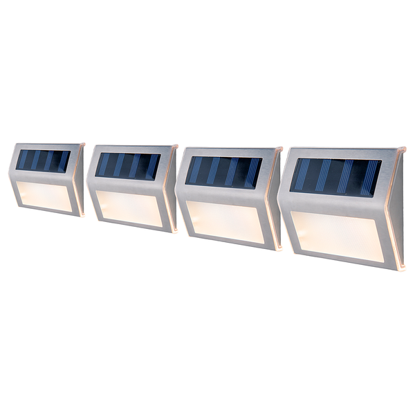 LED-Solar Wegeleuchte Wismar 4er-Set - Edelstahl / Kunststoff - Grau