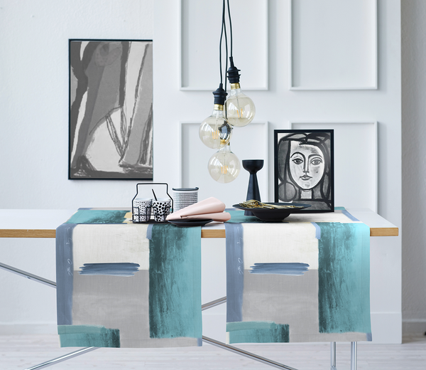 Tischläufer Fisk - Baumwolle / Polyester - Blau - 48 x 140 cm - Blau
