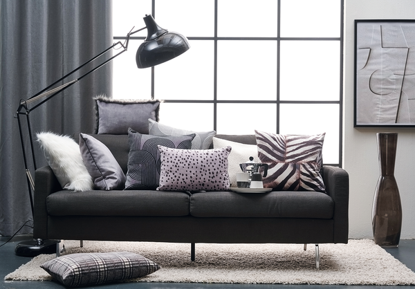 Kissenhülle Java - Polyester - Schwarz / Weiß - 46 x 46 cm