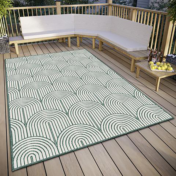 In-/Outdoor Wendeteppich Pangli - Polypropylen - Grün / Weiß - 80 x 150 cm
