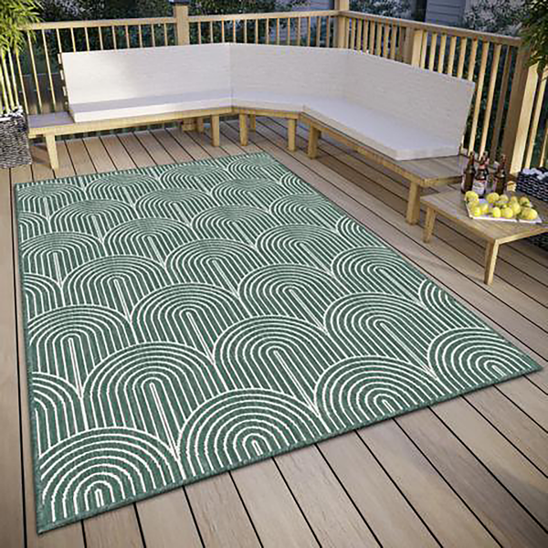 In-/Outdoor Wendeteppich Pangli - Polypropylen - Grün / Weiß - 80 x 150 cm