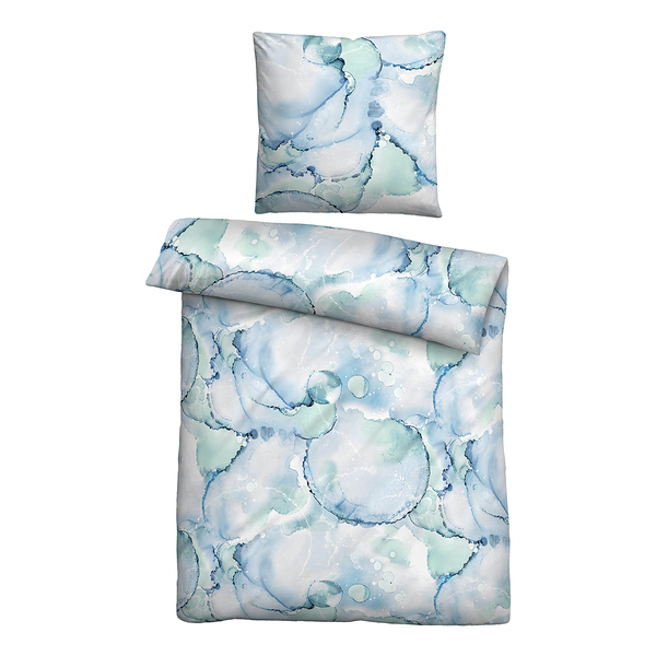 Bettwäsche Brund - Baumwolle - Himmelblau - 155 x 220 cm / 80 x 80 cm - 155 x 220 cm + Kissen 80 x 80 cm