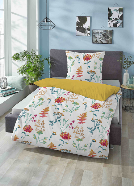Bettwäsche Emborg - Baumwolle - Weiß - 155 x 220 cm / 80 x 80 cm - 155 x 220 cm + Kissen 80 x 80 cm