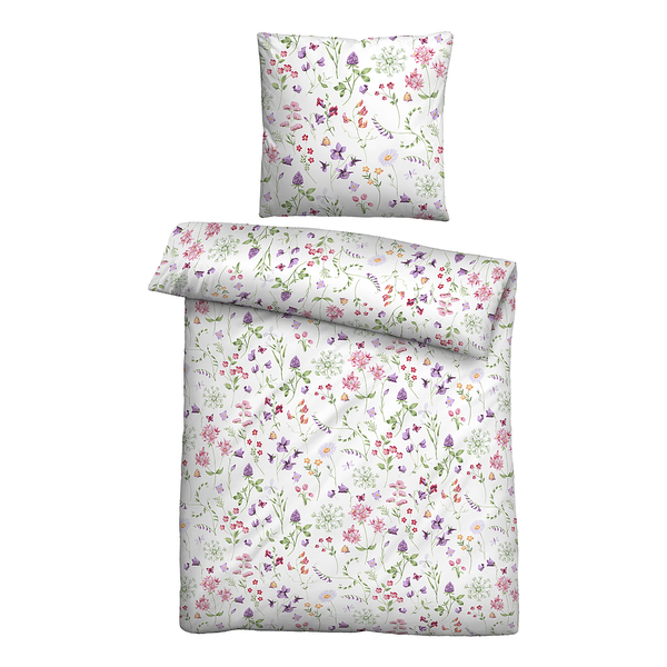 Bettwäsche Borum - Baumwolle - Weiß - 155 x 220 cm / 80 x 80 cm - 155 x 220 cm + Kissen 80 x 80 cm