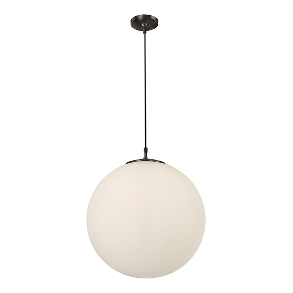 Pendelleuchte Atom 1-flammig - Opalglas / Stahl