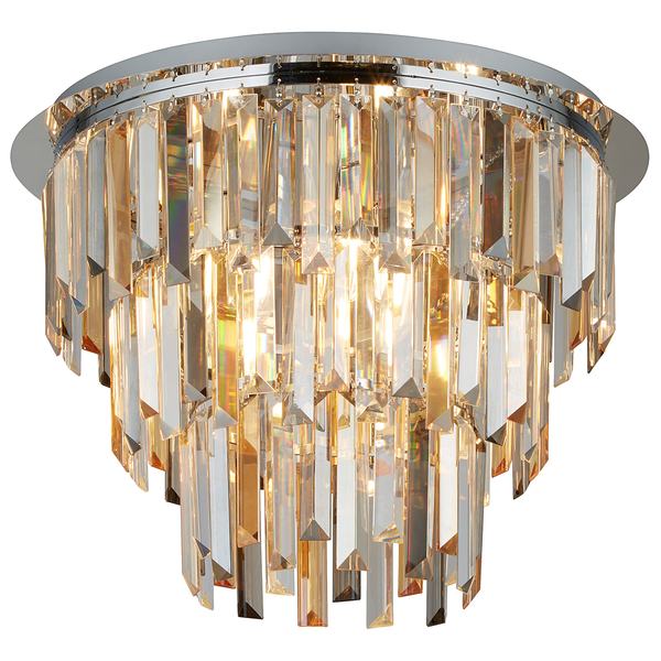 Deckenleuchte Clarissa 5-flammig - Rauchglas / Stahl - Silber / Transparent