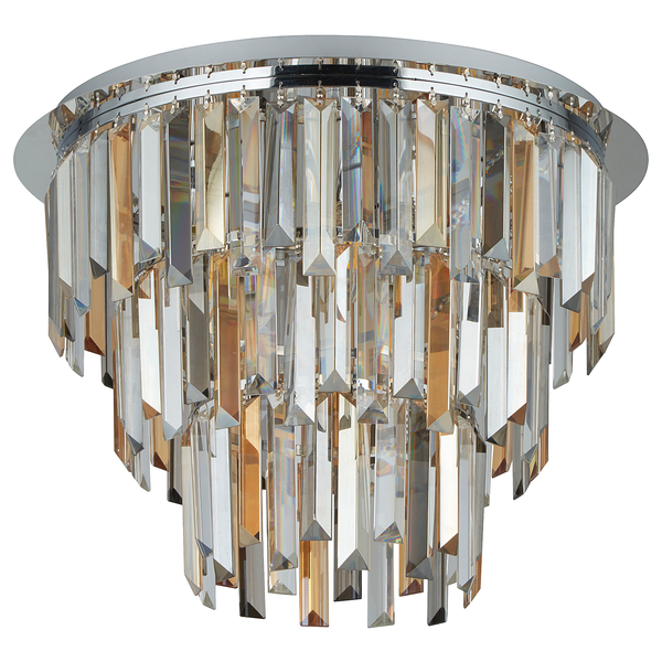 Deckenleuchte Clarissa 5-flammig - Rauchglas / Stahl - Silber / Transparent