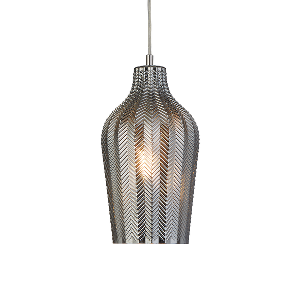 Pendelleuchte Chevron 1-flammig - Rauchglas / Stahl - Silber / Transparent