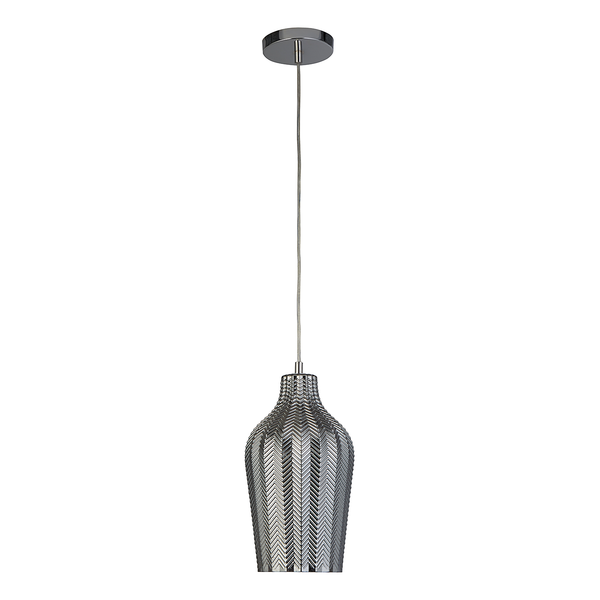 Pendelleuchte Chevron 1-flammig - Rauchglas / Stahl - Silber / Transparent