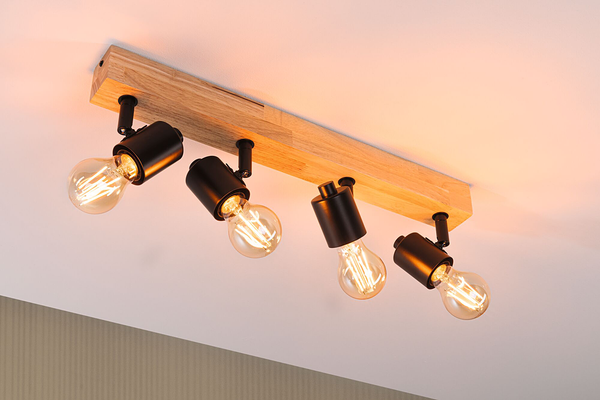 Deckenleuchte Arvid 4-flammig - Holzwerkstoff / Aluminium - Braun