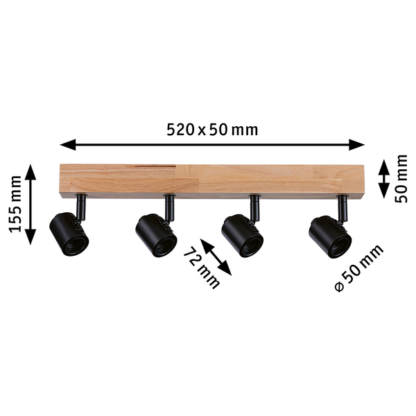 Deckenleuchte Arvid 4-flammig - Holzwerkstoff / Aluminium - Braun