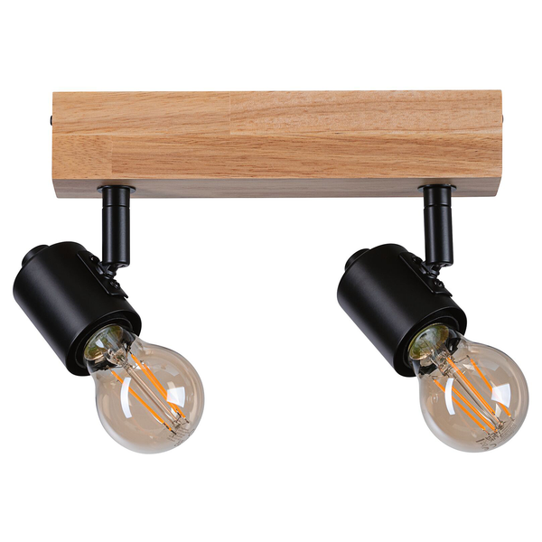 Deckenleuchte Arvid 2-flammig - Aluminium / Holzwerkstoff - Schwarz - 2-flammig