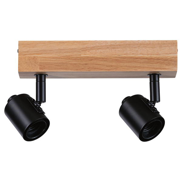 Deckenleuchte Arvid 2-flammig - Aluminium / Holzwerkstoff - Schwarz - 2-flammig