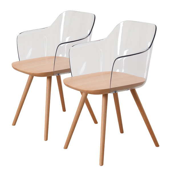 2er Set Esszimmerstühle Suty - Durchsichtig - Buche - Eisen - Polycarbonat - 57 x 77 x 55 cm