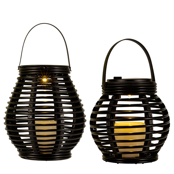 Solarlaterne Sunshine Glow 2er-Set - Kunststoff - Beige / Schwarz