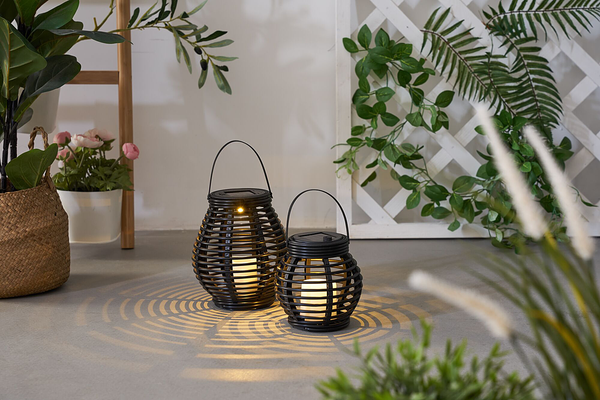 Solarlaterne Sunshine Glow 2er-Set - Kunststoff - Beige / Schwarz