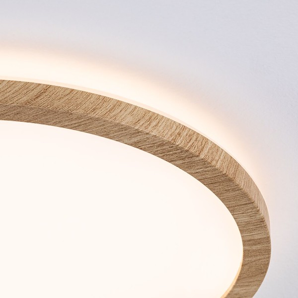 LED-Deckenleuchte Atria Shine Rund Oak - Kunststoff / Eiche Optik - Braun - 1-flammig - Durchmesser: 29 cm - Warmweiß