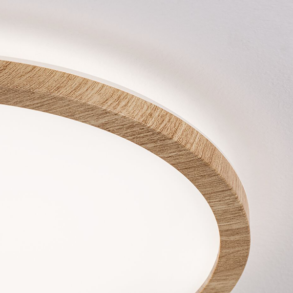 LED-Deckenleuchte Atria Shine Rund Oak - Kunststoff / Eiche Optik - Braun - 1-flammig - Durchmesser: 29 cm - Universalweiß