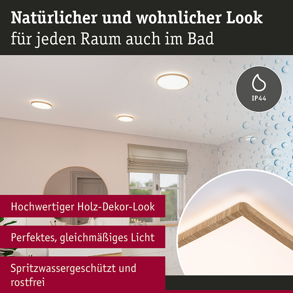 LED-Deckenleuchte Atria Shine Oak - Kunststoff / Eiche Optik - Braun - 1-flammig - Warmweiß