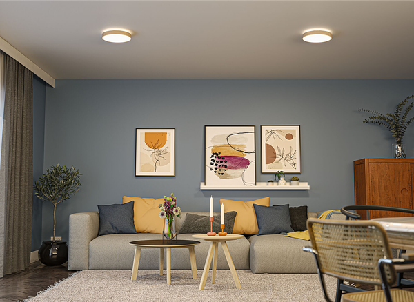 LED-Deckenleuchte Cosara Typ A - Kunststoff / Textil - Beige - 1-flammig - Beige