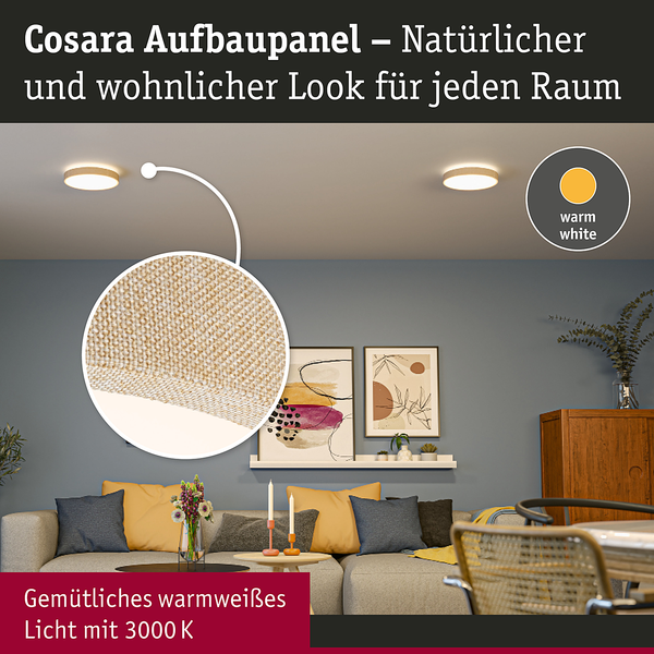 LED-Deckenleuchte Cosara Typ A - Kunststoff / Textil - Beige - 1-flammig - Beige