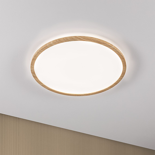 LED-Deckenleuchte Atria Shine Rund Oak - Kunststoff / Eiche Optik - Braun - 1-flammig - Durchmesser: 42 cm - Universalweiß