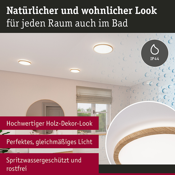 LED-Deckenleuchte Atria Shine Rund Oak - Kunststoff / Eiche Optik - Braun - 1-flammig - Durchmesser: 42 cm - Universalweiß
