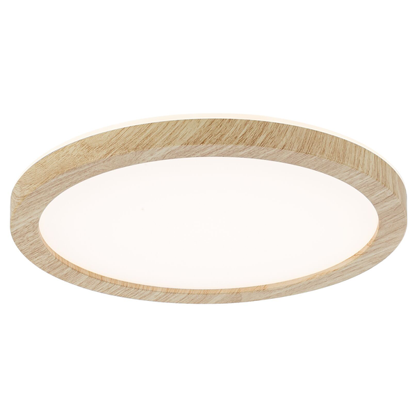LED-Deckenleuchte Atria Shine Rund Oak - Kunststoff / Eiche Optik - Braun - 1-flammig - Durchmesser: 19 cm - Warmweiß