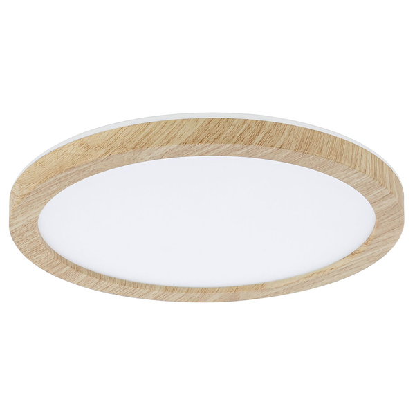 LED-Deckenleuchte Atria Shine Rund Oak - Kunststoff / Eiche Optik - Braun - 1-flammig - Durchmesser: 19 cm - Warmweiß